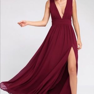 Lulu’s Heavenly Hues Burgundy Maxi Dress